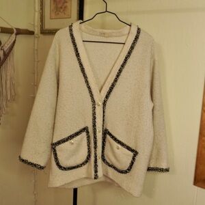 Maje Ivory Wool Blend Cardigan